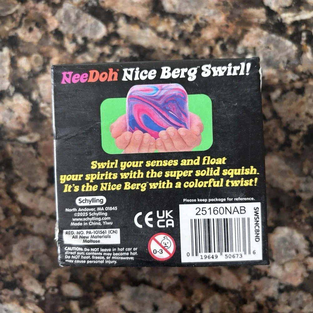 NeeDoh Nice Berg Swirl XL Giant Nee Doh Squishy Swirl Cube Pink Purple Black